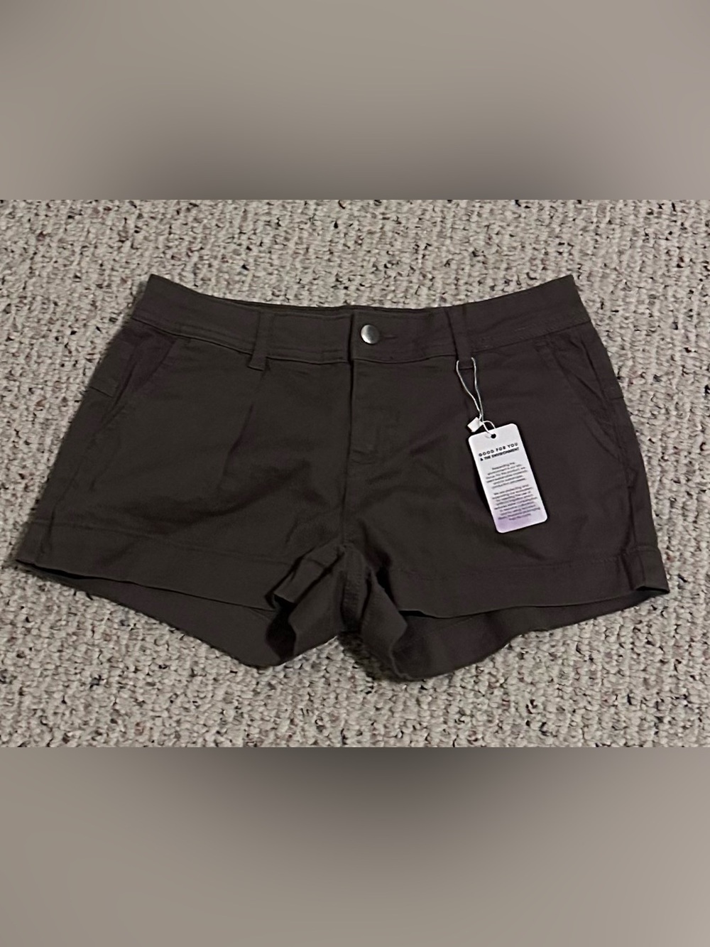 Women's High-Waist Dark Brown Shorts with Button Front NWT 2